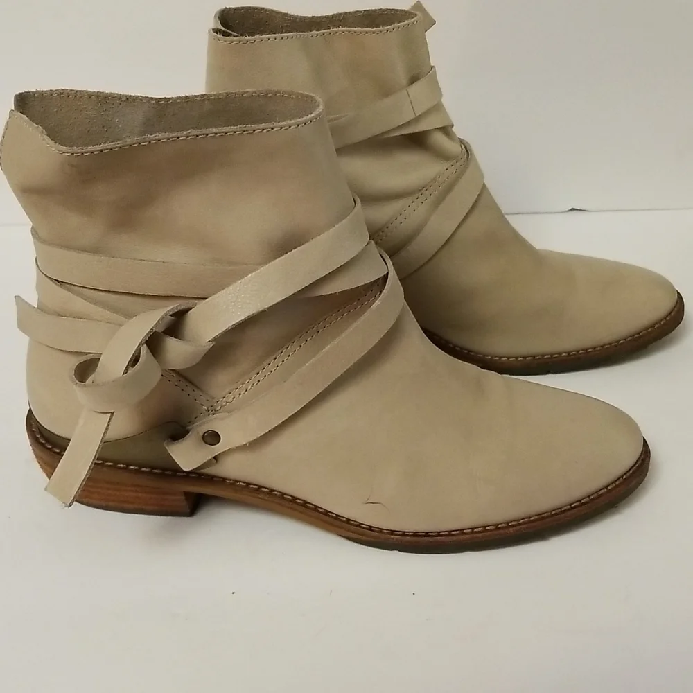 Matisse Beige Wrap Leather Ankle Boots